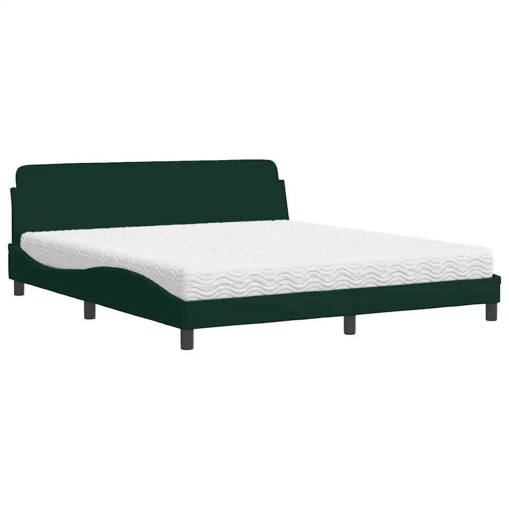 Letto con Materasso Dover Verde Scuro 180x200 cm in Velluto 3208454