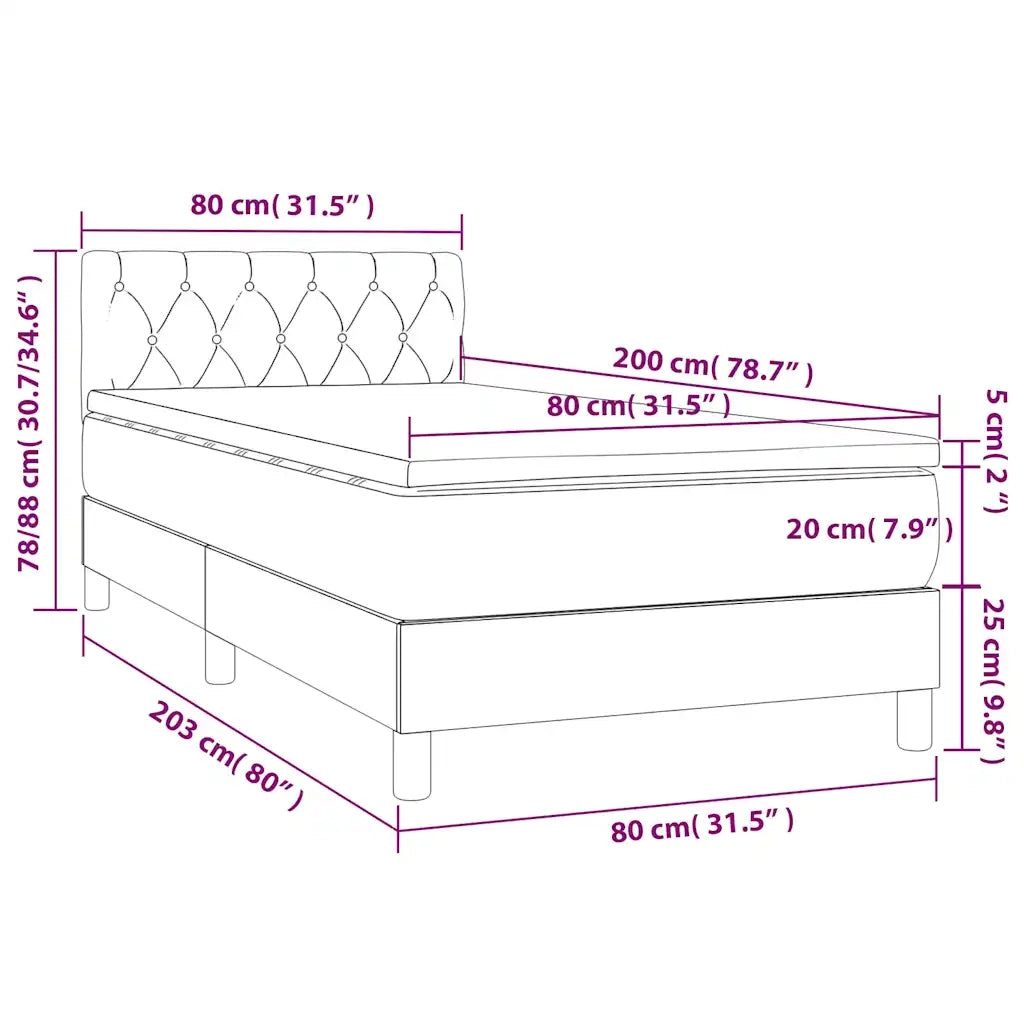 Letto a Molle con Materasso e LED-Struttura Letto con Materasso Verde Scuro 80x200cm Velluto 655979