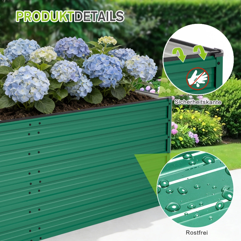 Fioriera Rialzata da Giardino ¨C MINIMAL ¨C Metallo Verde 190x90x64 cm