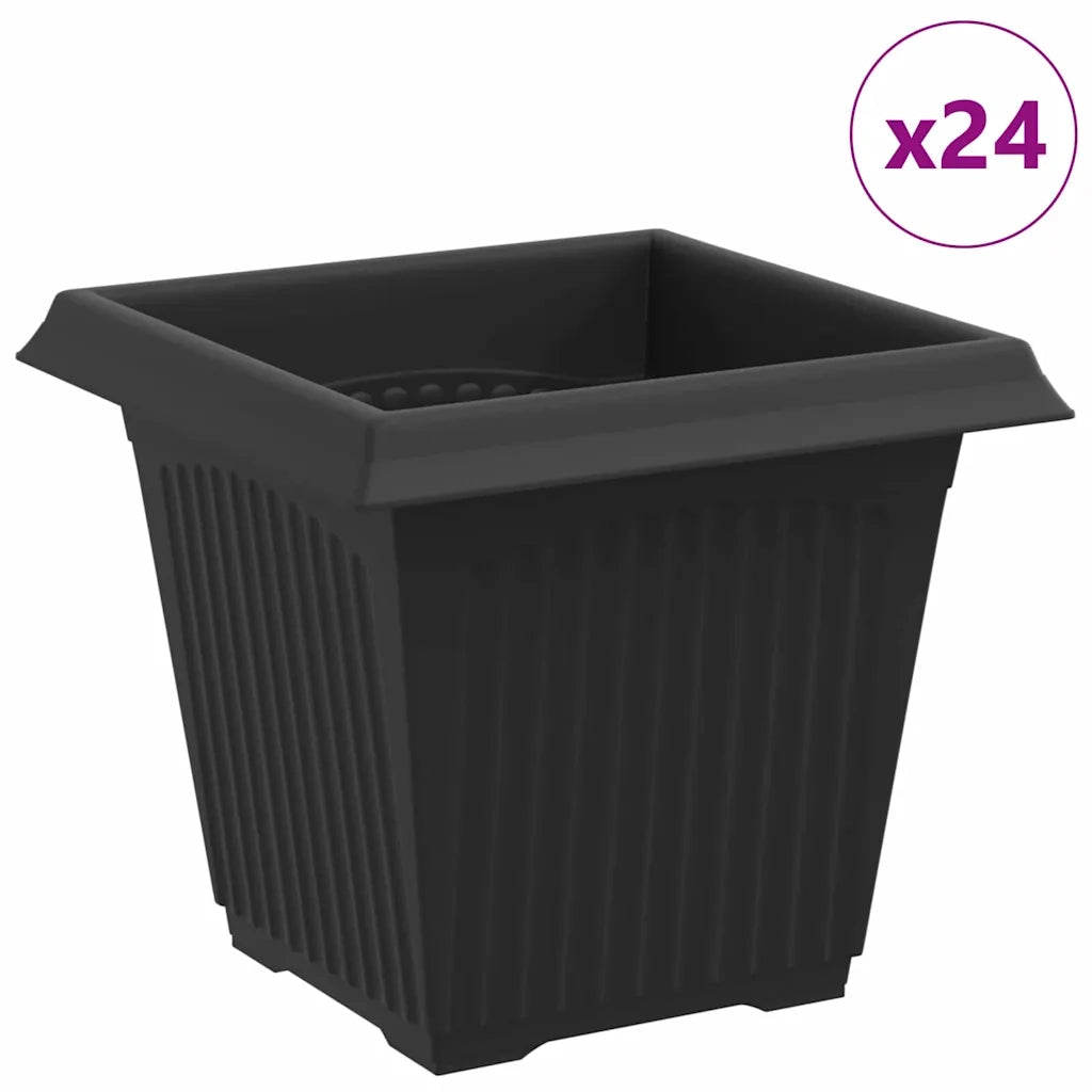 Vaso quadrato per fiori 24 pcs Nero 16 x 16 x 14 cm Plastica
