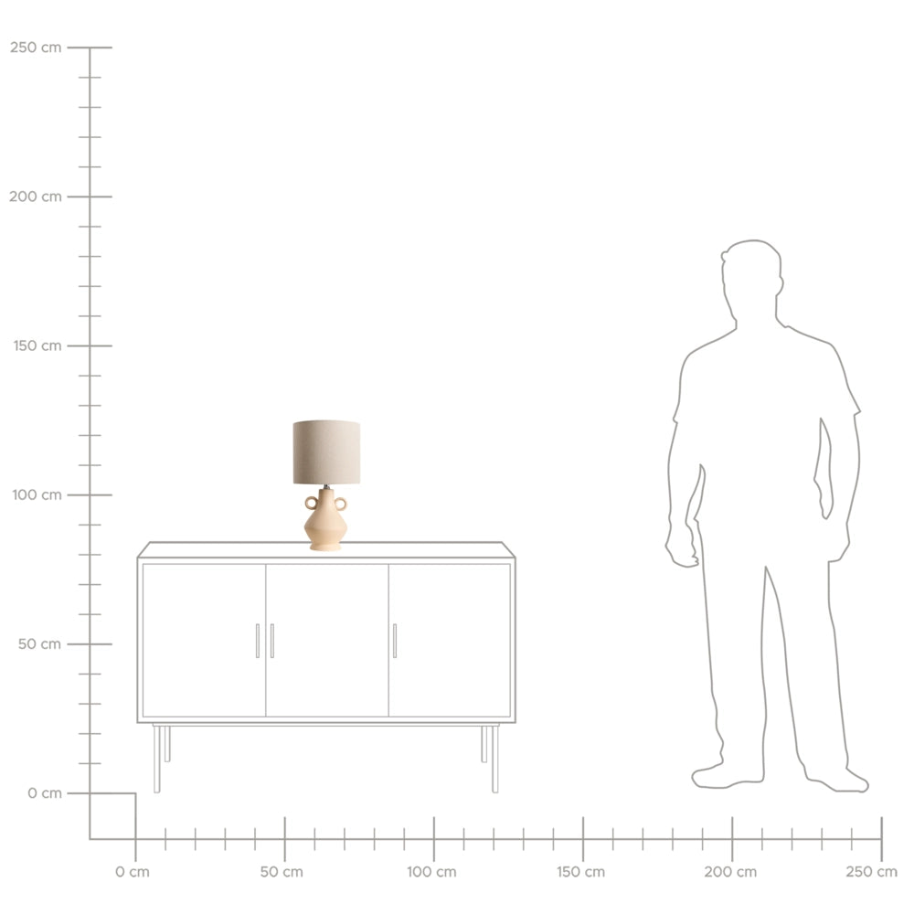Lampada da tavolo Beige Base in ceramica Tessuto con paralume strutturato Luce d'ambiente a tamburo