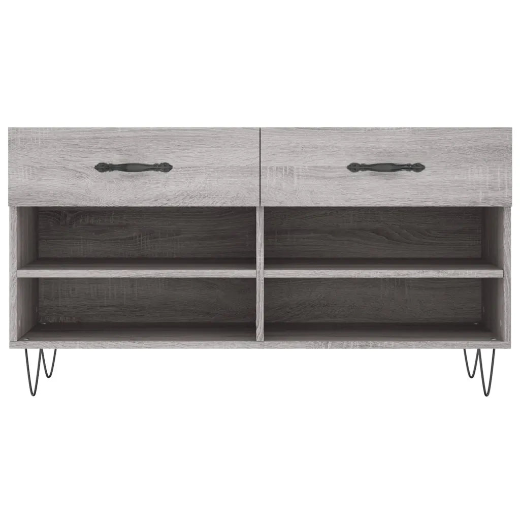 Panca Porta Scarpe-Sgabello-Panca Scarpiera Grigio Sonoma 102x35x55 cm Legno Multistrato 461710