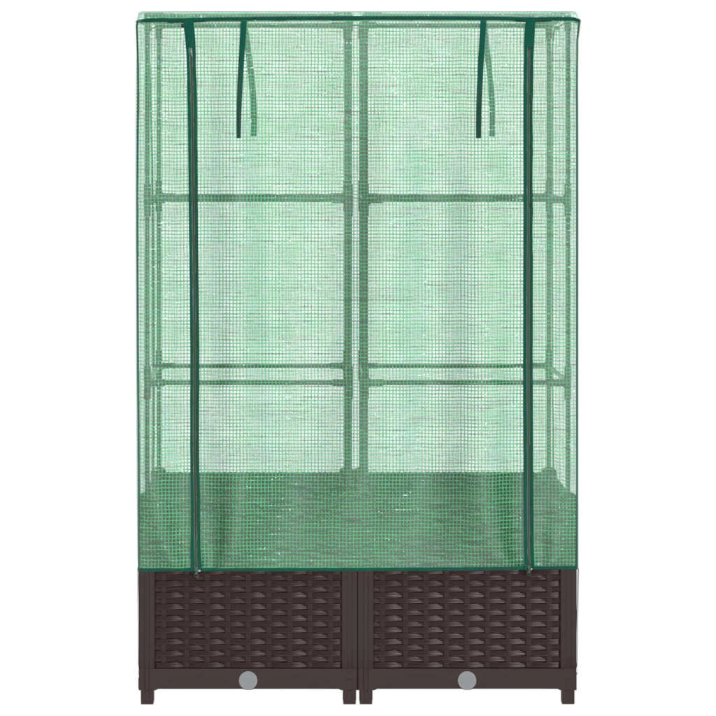Aiuola rialzata/fioriera con copertura effetto rattan 80 x 40 x 138 cm Marrone 02_0038789
