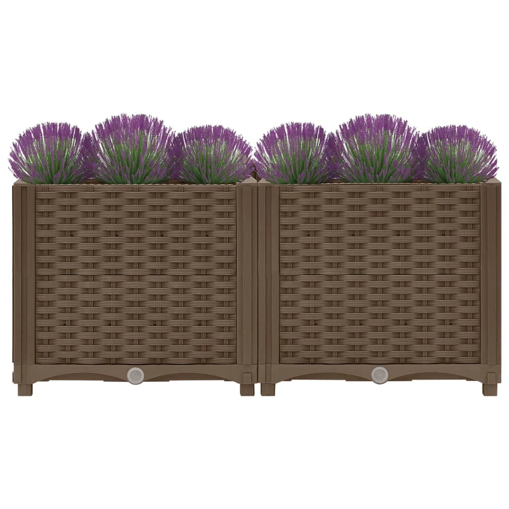 Fioriera rialzata per piante e fiori giardino 80 x 40 x 38 cm polipropilene marrone 02_0000946