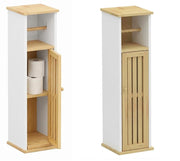 MOBILE PORTA ROTOLO IN LEGNO BIANCO CON ANTA IN BAMBOO DIMENSIONI 18X18X75 CM