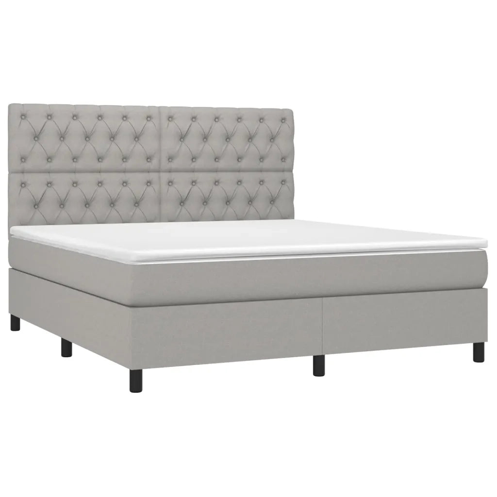 Letto a Molle Materasso e LED Grigio Chiaro 160x200 cm Tessuto cod mxl 34788