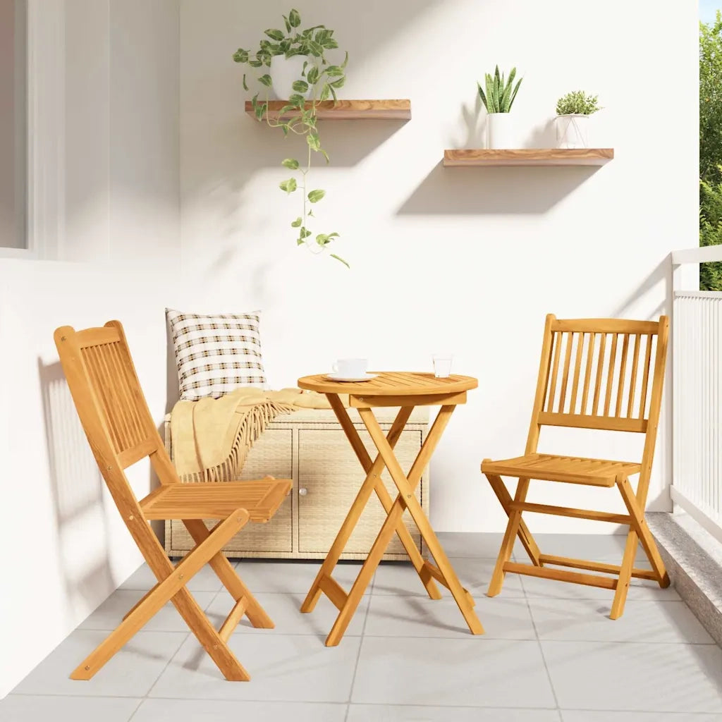 Set Bistro da Giardino 3 pz | Set Salotto da Giardino Marrone Legno di Acacia Massello