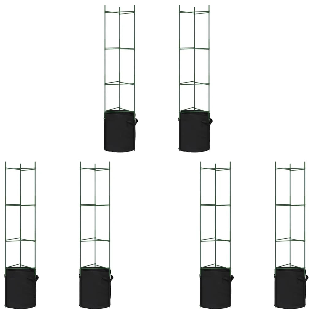 Set di 6 gabbie regolabili per pomodori da giardino 32 x 29 x 154 cm acciaio verde 02_0055599