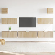 Set di Mobili Porta TV 7 pz Rovere Sonoma in Legno Multistrato cod mxl 11942
