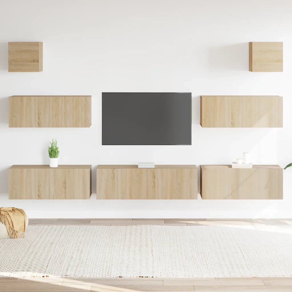 Set di Mobili Porta TV 7 pz Rovere Sonoma in Legno Multistrato cod mxl 11942