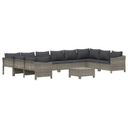 Set di mobili da giardino mobili da esterno 11 pezzi con cuscini resina intrecciata grigia 02_0015363
