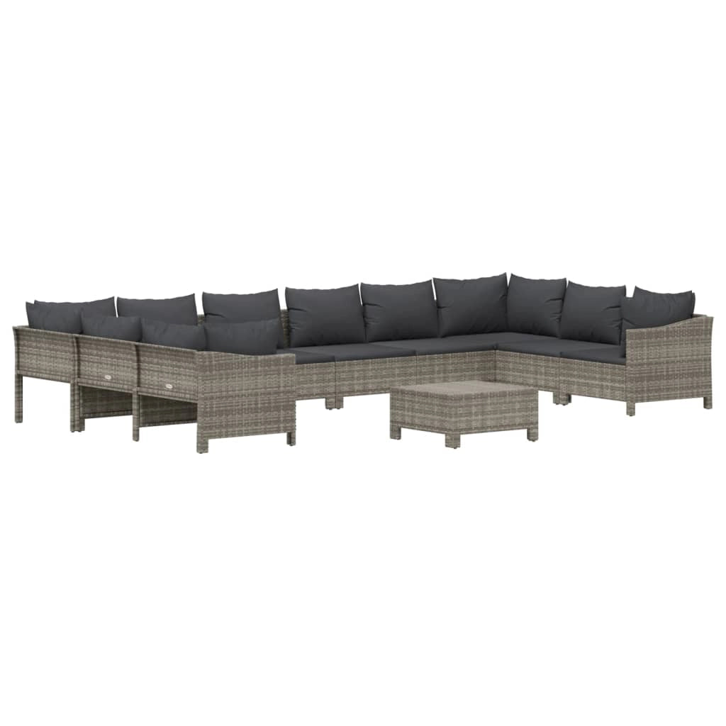 Set di mobili da giardino mobili da esterno 11 pezzi con cuscini resina intrecciata grigia 02_0015363