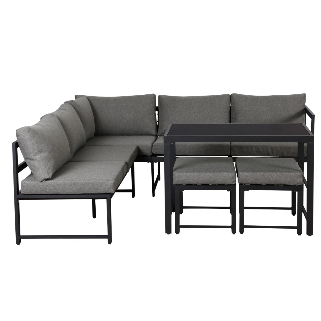 Set Lounge da Giardino Reclinabile ¨C MINIMAL ¨C Alluminio, Cuscini, Grigio