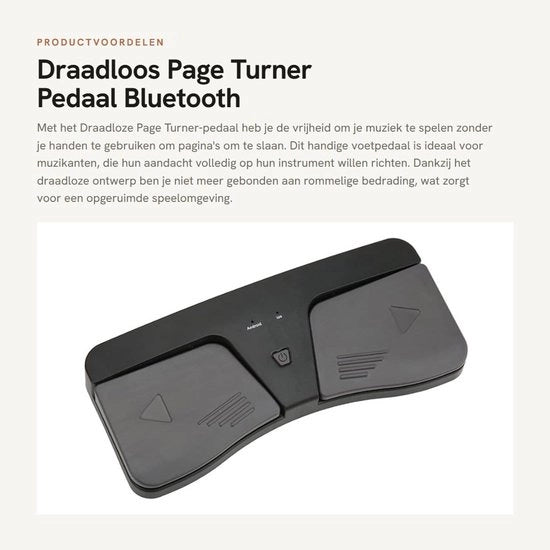 Pedale di Paginazione a Bluetooth per Tablet e Smartphone - Pagina a Pagina senza Mani - Nero - Accessori Musicali
