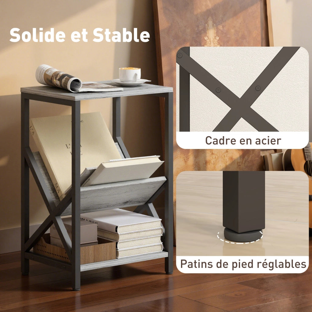 Tavolino da salotto con ripiani ¨C zephmum ¨C grigio scuro 40x30x61 cm