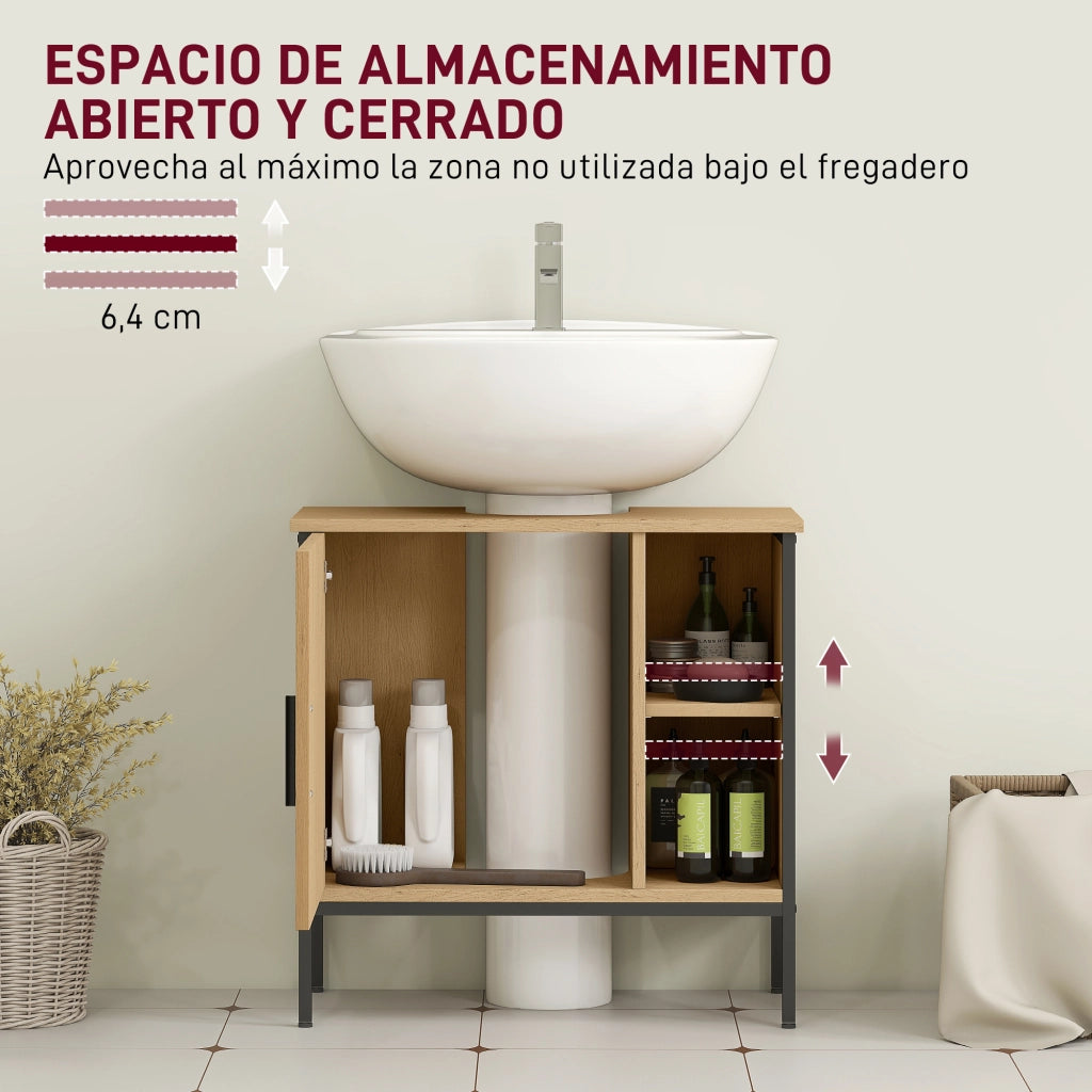 Mobiletto Sottolavabo con Anta e Ripiano Ajustabile ¨C Zephmum ¨C 60x30x59,5 cm Robe Bianco