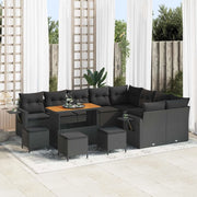 Set Divano da Giardino 13 pcs Nero polyrattan