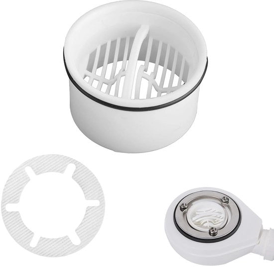 Douchecapigliatura zeef, dompelbocchetta per douchecapigliatura zeef, sifone per drenaggio doccia, compatibile con connessura di scarico 6960, 6961, 6962, 6963, plastica, bianco, liscio, plastica con sigillatura.
