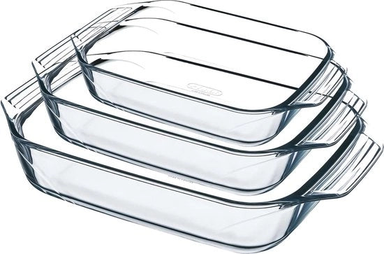 Set di Piatti - Forma da Cottura in Vetro - Cucina Servizio Conservazione - Vetro Borosilicato - 39 x 25 mm - Translucido