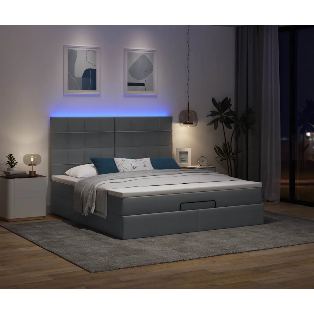 Struttura Letto Pouf con Materasso 180x200 cm in Tessuto