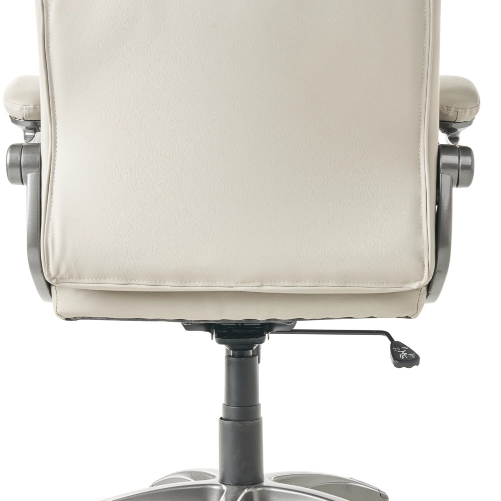 Sedia da ufficio direzionale Beige Rivestimento in ecopelle Regolazione altezza sedile Imbottitura girevole