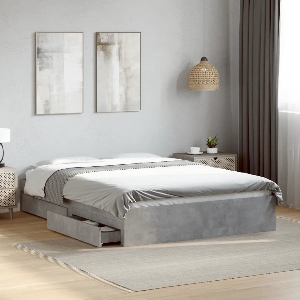 Giroletto Cassetti Grigio Cemento 135x190 cm Legno Multistrato