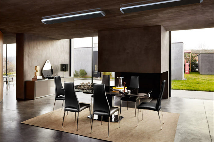 Stufa Elettrica ad Infrarossi 141x20,1x5,8 cm da Soffitto 1800W in Alluminio Dimmerabile Moel Hot-Top Nera