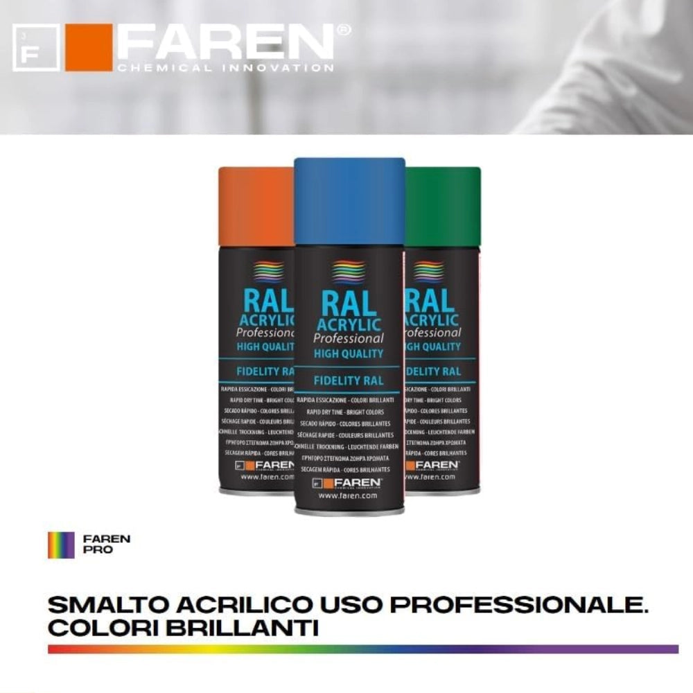 Faren ral acrylic vernice spray acrilica brillante a rapida essicazione 400 ml *** colore- rosso fuoco - ral 3000, co...