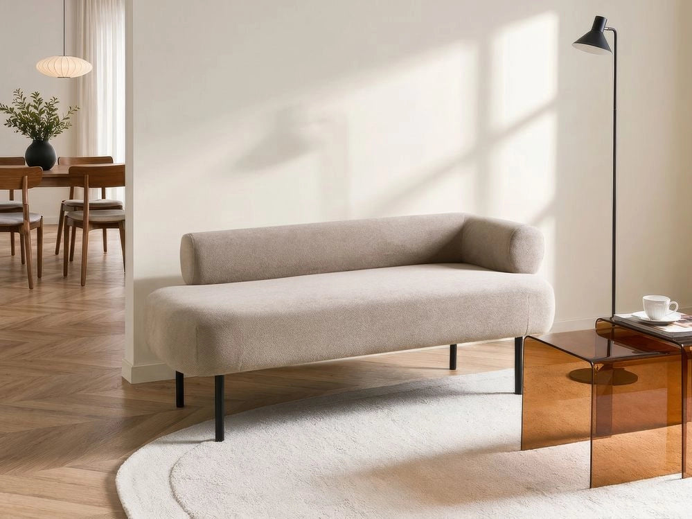 Chaise Lounge marrone chiaro destro in tessuto poliestere con cuscini decorativi Gambe in metallo Soggiorno di design moderno