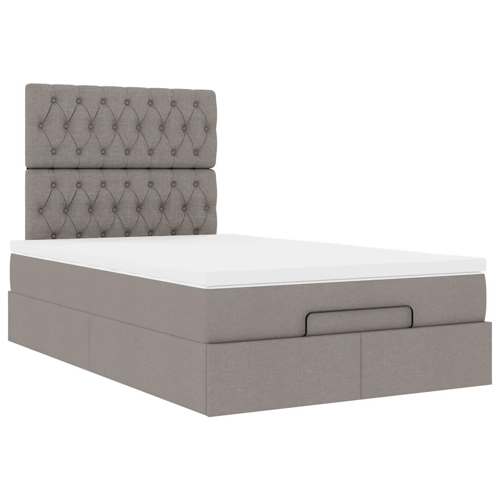 Struttura Letto Pouf con Materasso Tortora 120x200cm in Tessuto 3314083