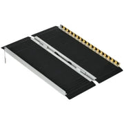 Rampa per Sedia a Rotelle Pieghevole in Alluminio con Deflettori e Adesivi, 91x73.6x5.1 cm, Nero