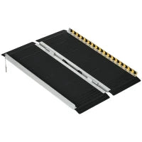 Rampa per Sedia a Rotelle Pieghevole in Alluminio con Deflettori e Adesivi, 91x73.6x5.1 cm, Nero