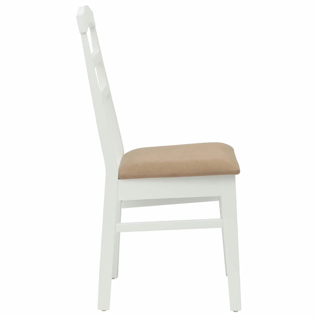 Sedia da pranzo 2 pcs Bianco e marrone Legno di gomma solido