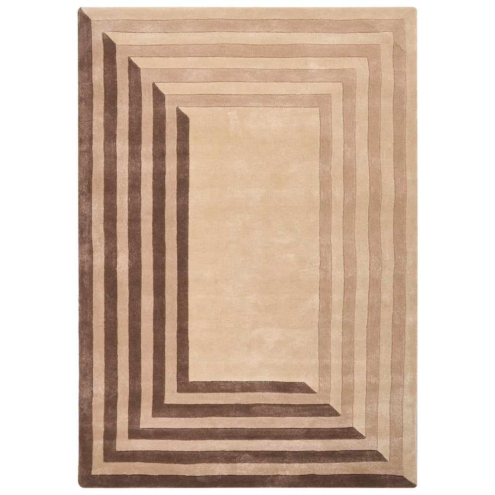 Tappeto beige in viscosa e lana, forma rettangolare, motivo geometrico, 160 x 230 cm, stile moderno, soggiorno