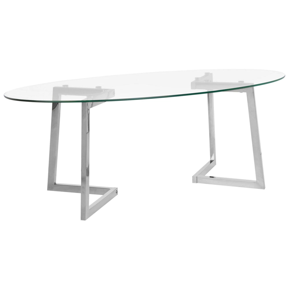 Tavolino da caffè in vetro argento 120 x 60 cm con gambe in metallo moderno