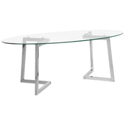 Tavolino da caffè in vetro argento 120 x 60 cm con gambe in metallo moderno