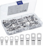 Connettori di cavo - 120 pezzi - Connettori di cavo di fissaggio - Terminals in rame argentato - Terminals di cavo elettrico - 6mm² 10mm² 16mm² 25mm² - Connettori a anello per batterie auto, motori, barche