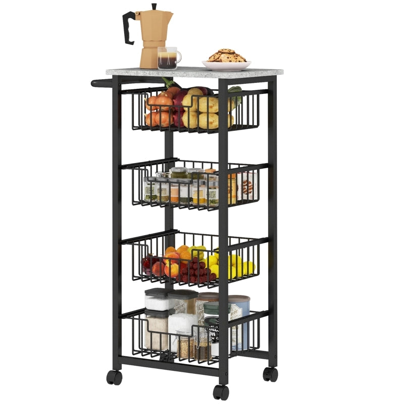 CARRELLO CUCINA 49,5x31x91 cm Grigio Chiaro con 4 Cestelli