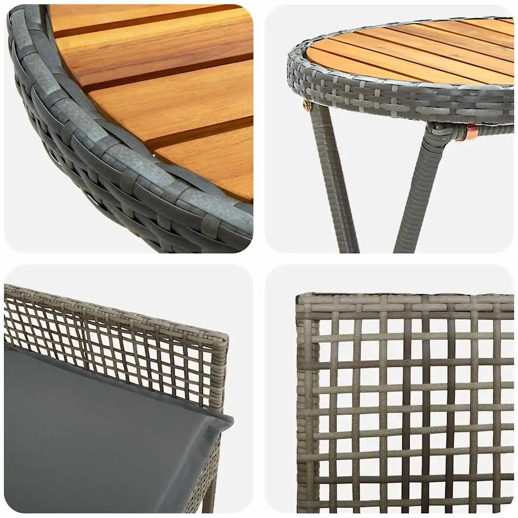 Set Bistro da Giardino 3 pz | Set Salotto da Giardino Grigio polyrattan