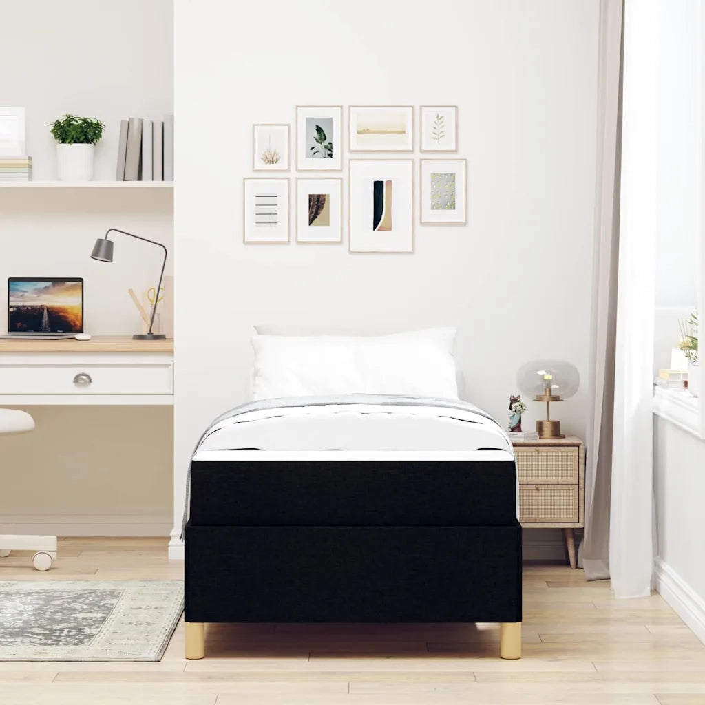 Struttura del letto con materasso Nero 90 x 200 cm Tessuto