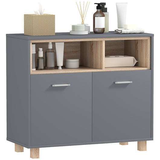 Mobile Bagno con Armadietto e Vani Aperti 80x35x70 cm Grigio
