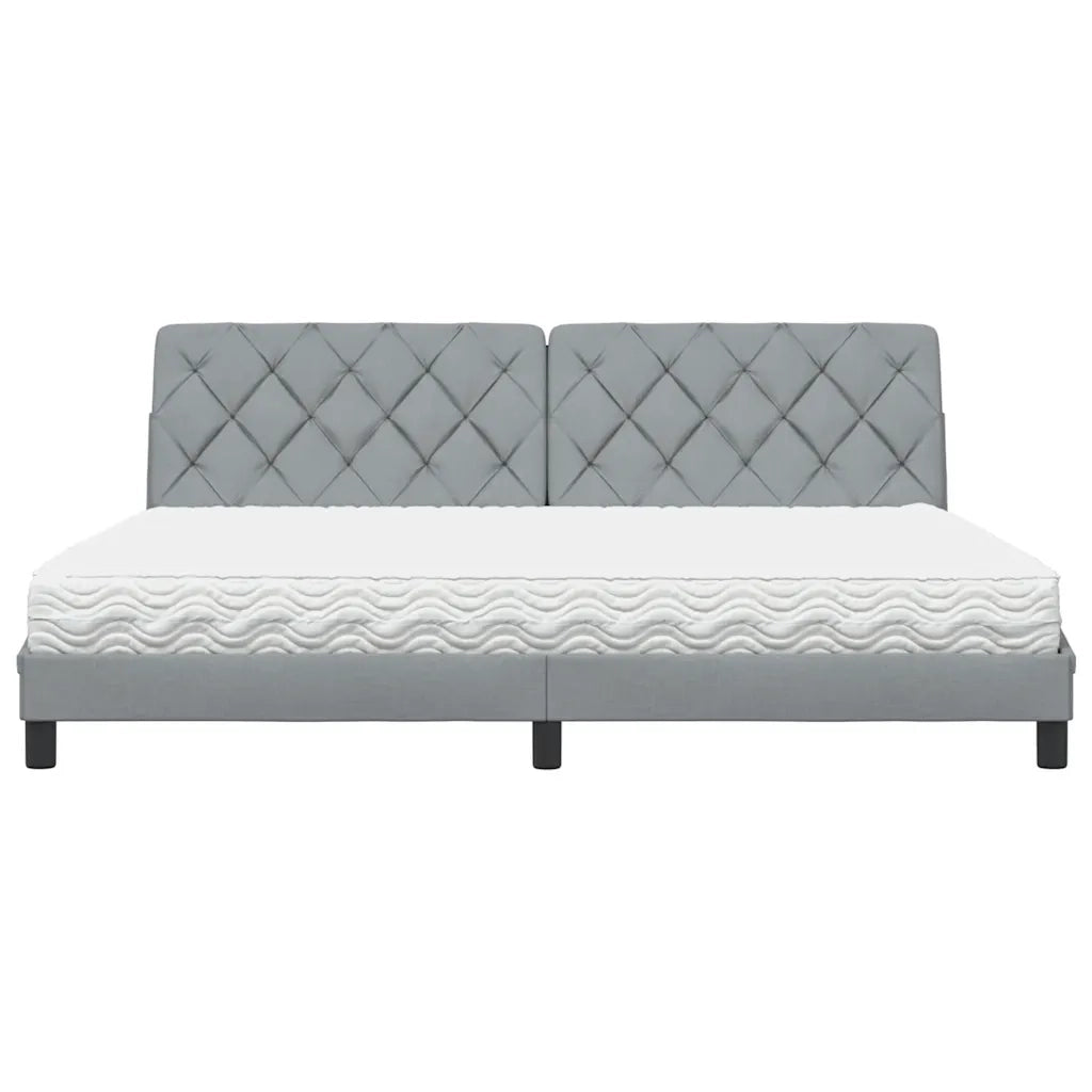 Letto con Materasso Grigio Chiaro 200x200 cm in Tessuto 3310762