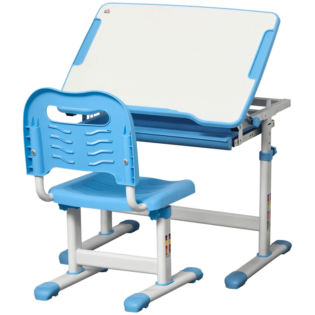 Scrivania bambini regolabile con sedia ¨C zephmum ¨C blu 66x47x77 cm