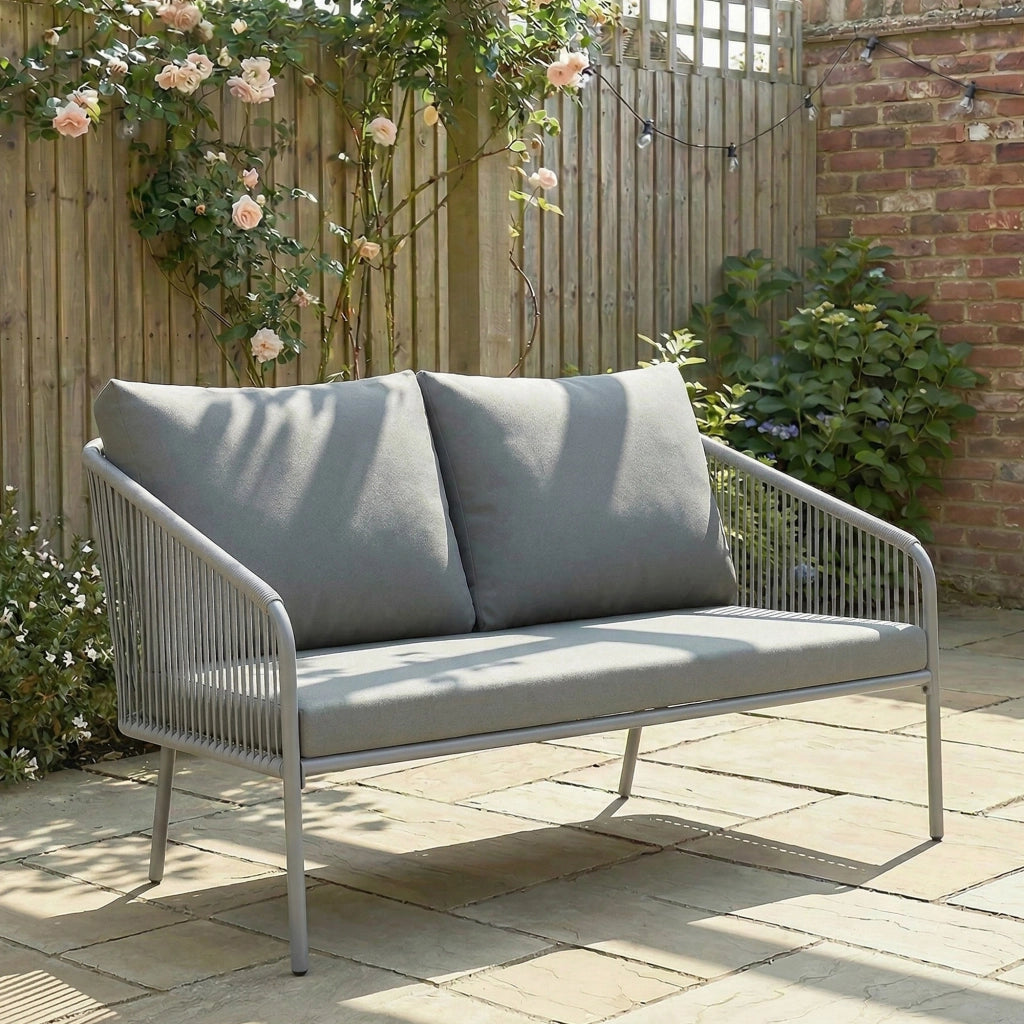 Divano da giardino 2 posti con cuscini ¨C zephmum ¨C polyrattan grigio 112x72x76 cm