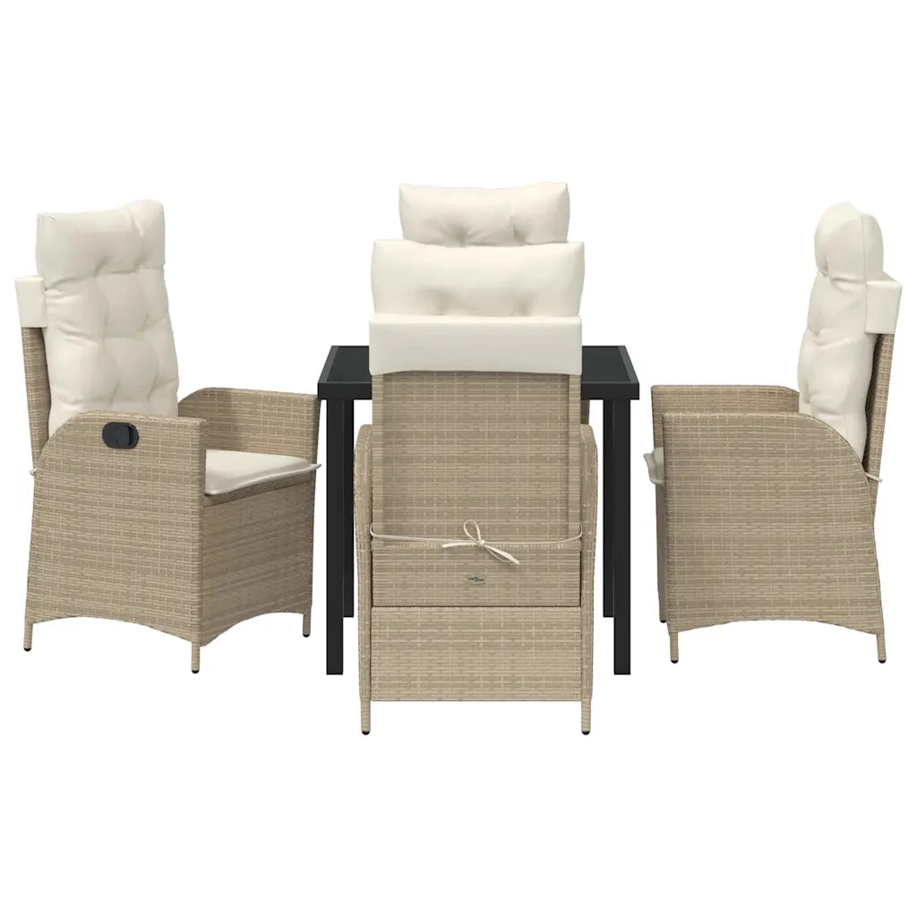Set da Pranzo per Giardino con cuscino 5 pcs Beige polyrattan