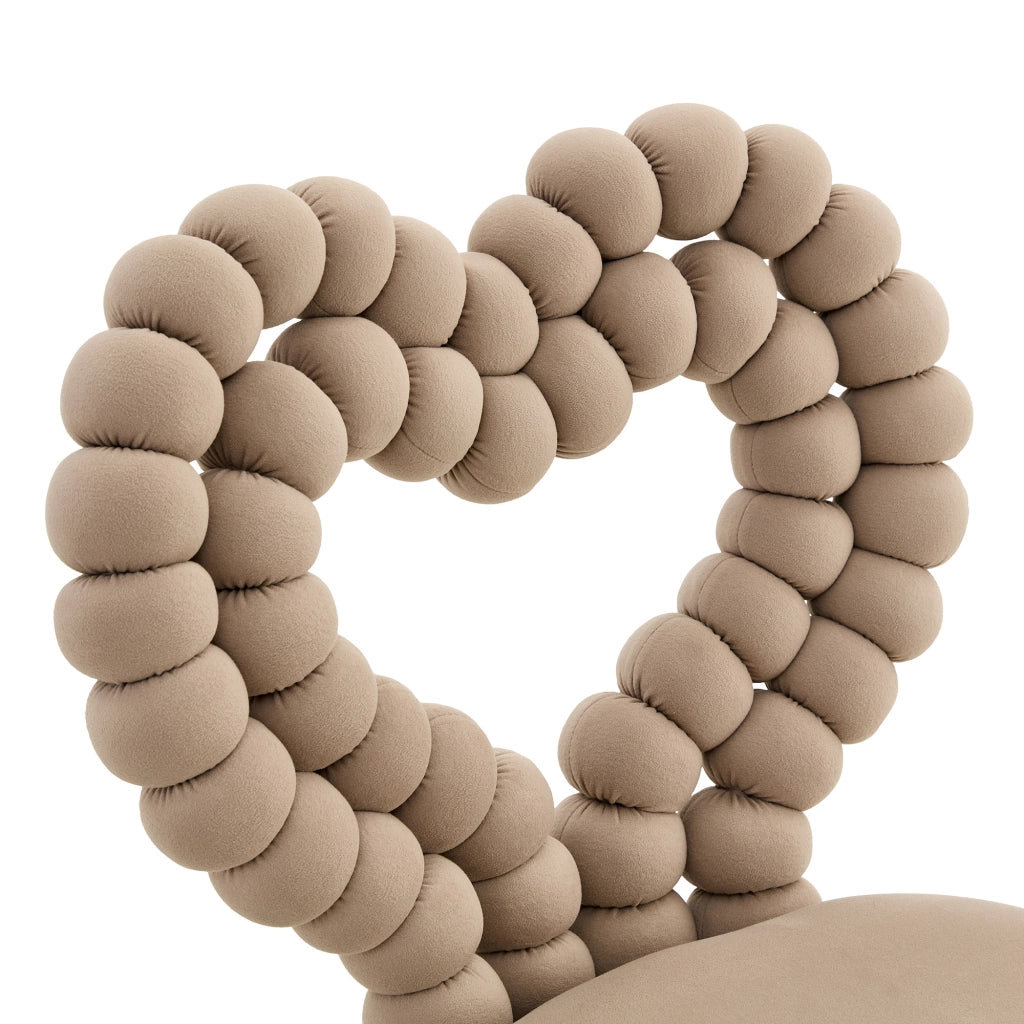 Sedia da Sala da Pranzo Set da 2 con Schienale Traforato a Cuore, Gambe in Metallo, Velluto Cammello