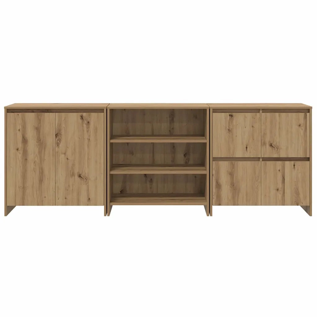 Credenza con cassetto 3 pcs Rovere artigianale 70 x 41 x 75 cm