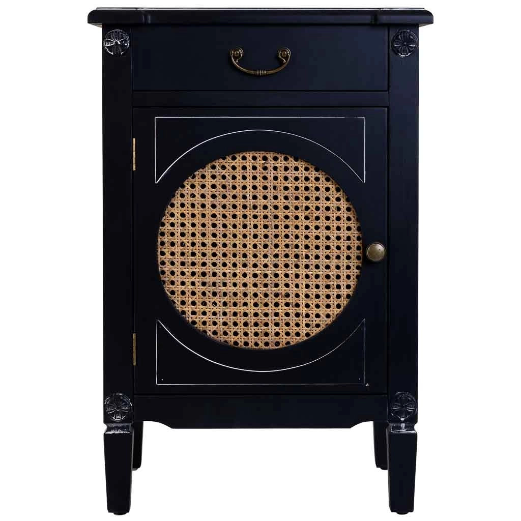Tavolino in legno laccato nero con griglia 46x36x68h cm