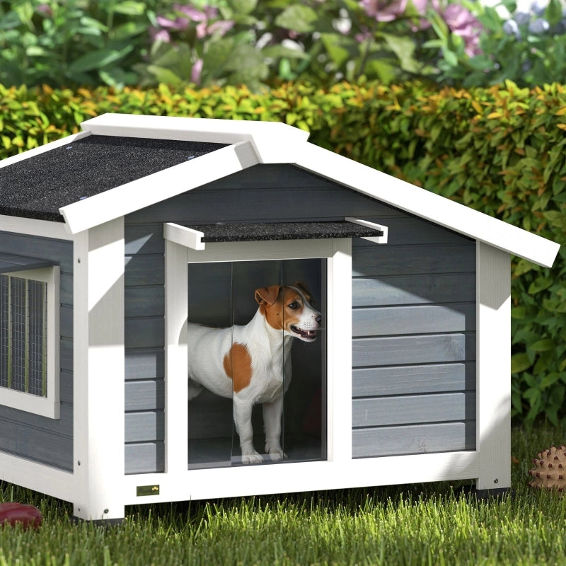 CUCCIA per Cani da Esterno in Legno Grigia con Pavimento Rimovibile