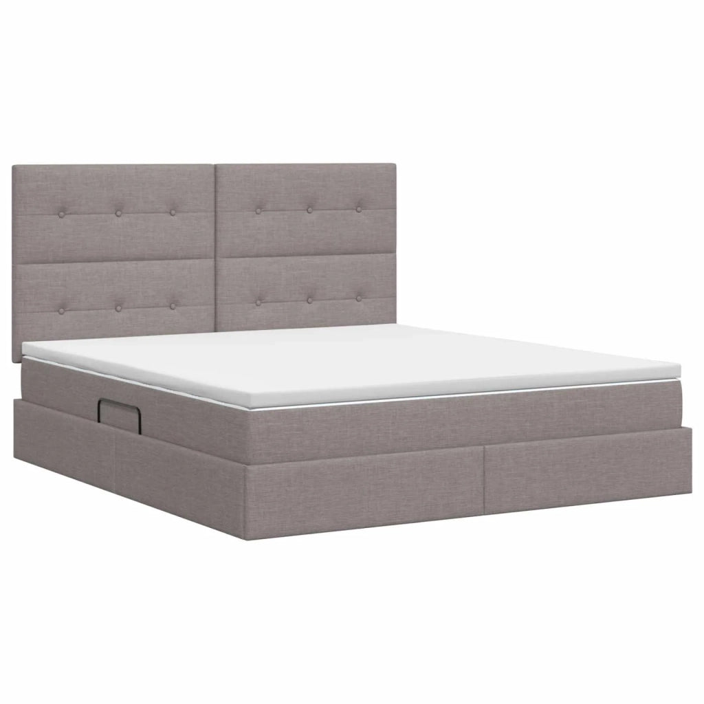 Letto con contenitore e materasso Tortora 160 x 200 cm Tessuto 3459516